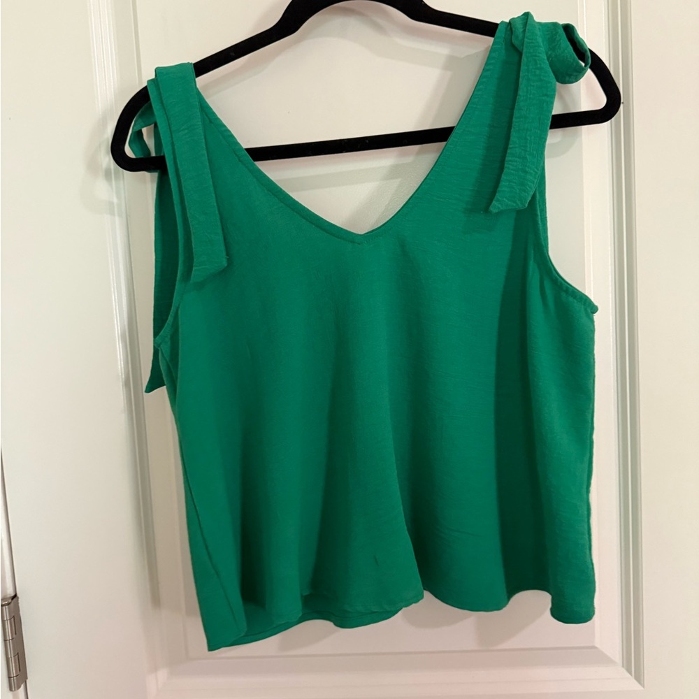Aqua Vibrant Green Tank Top with tie shoulders